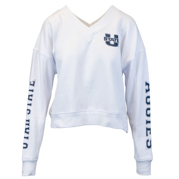 Women's Utah State Aggies V-Neck Sweatshirt White
